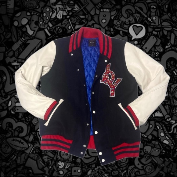 Joyrich oversized collar bedazzled Varsity Jacket - Picture 2 of 3